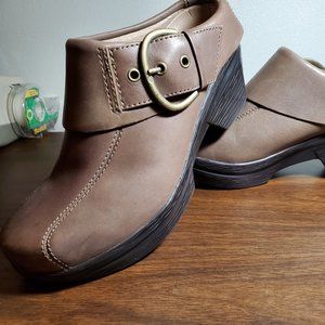 Sanita Taupe Leather Clogs - Size 36